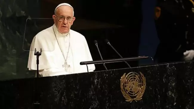 Papa Francisco en la sede de la ONU el 2015